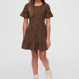 GAP kids dress L 10 100% cotton corduroy FF dress leopard print teen girls zip